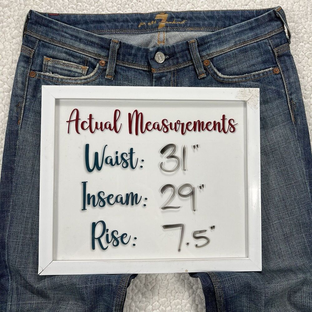 7 For All Mankind Bootcut Jeans Women's 28 (Actual 31x29) USA Made Western Boho - Picture 8 of 13